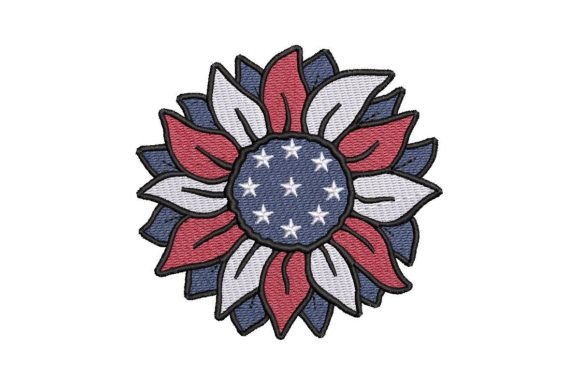 4th of July Sunflower: A Festive Embroidery Design