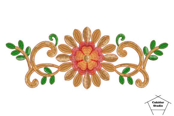 Blossoming Brown Flower: A Fresh and Classic Embroidery
