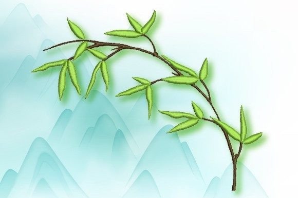 Branches with Green Leaves: A Timeless Embroidery Design