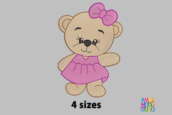 Charming Cute Bear Girl for Business Embroidery