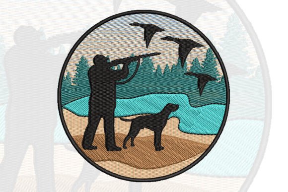 Charming Hunter and Dog Embroidery Design