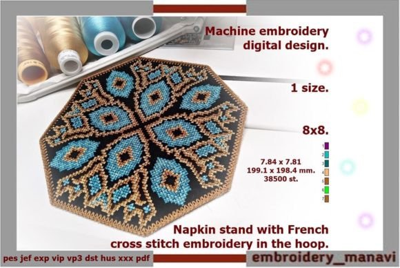 Charming Napkin with French Cross Stitch