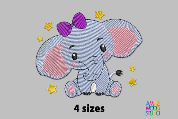 Cute Elephant Girl: A Charming Addition for Holiday Embroidery