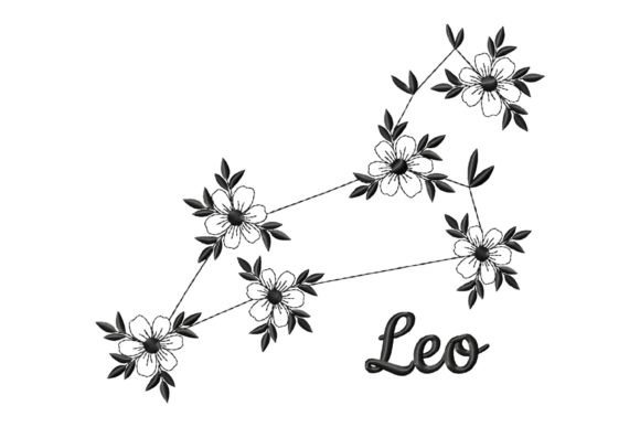 Floral Constellation Zodiac Sign Leo: A Festive Embroidery