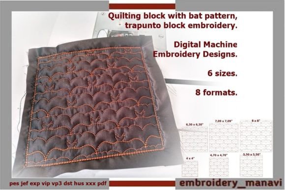 In the Hoop Quilt Block with Bat Pattern