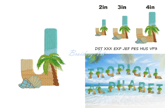 Tropical Font J: A Vibrant Addition to Your Embroidery Collection